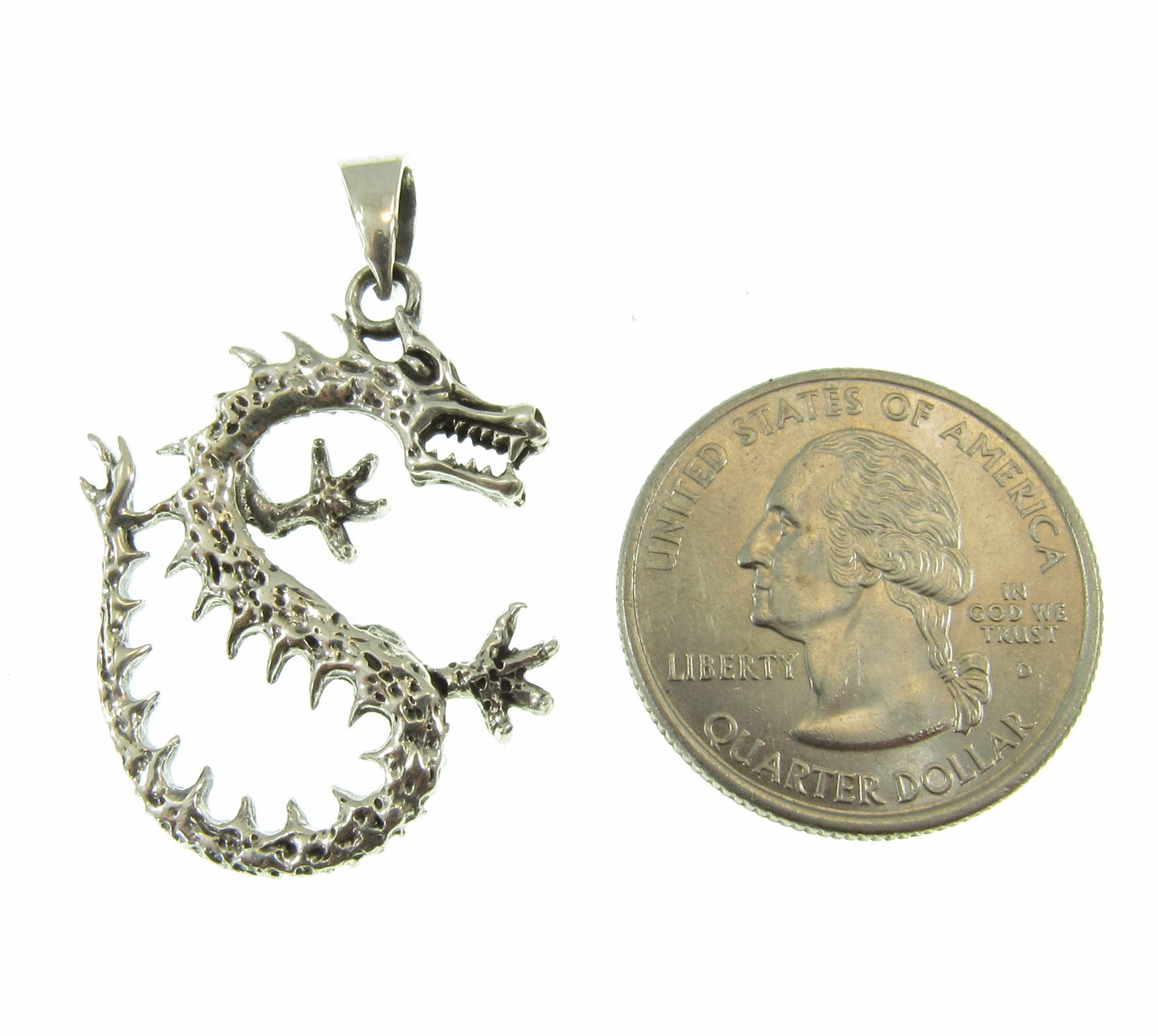 Handcrafted Solid 925 Sterling Silver Aquatic Panlong River Dragon Pendant, Mythical Chinese Crocodile Dragon