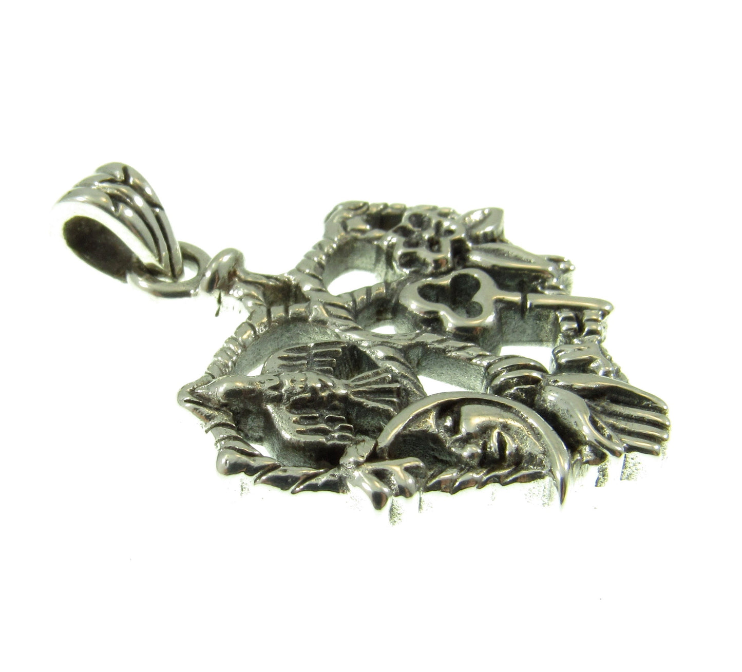 Solid 925 Sterling Silver Cast Your Cimaruta Italian Witch Pendant, Handcrafted Neopagan Magick Amulet, Wiccan Talisman, Witchy Gift Idea