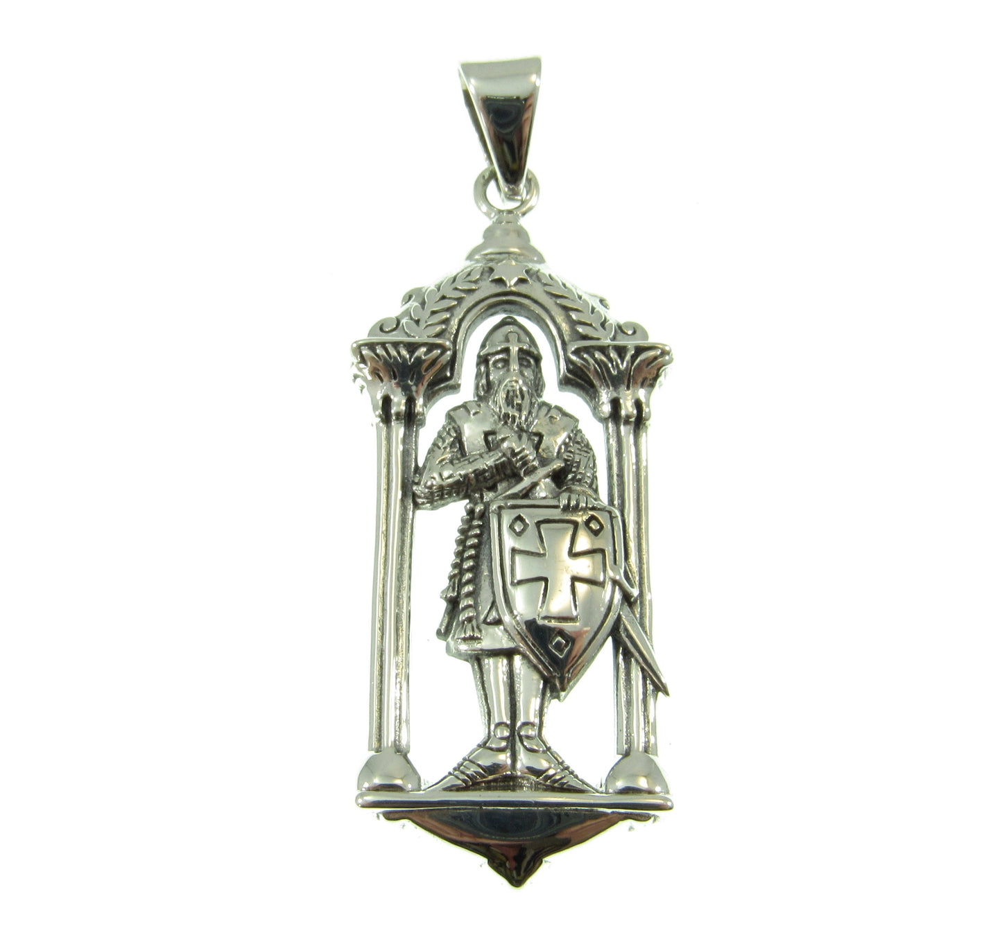Solid 925 Sterling Silver Knight of the Temple Pendant, Templar Symbol, Freemason Jewelry, Handcrafted Illuminati Occult Sculpture