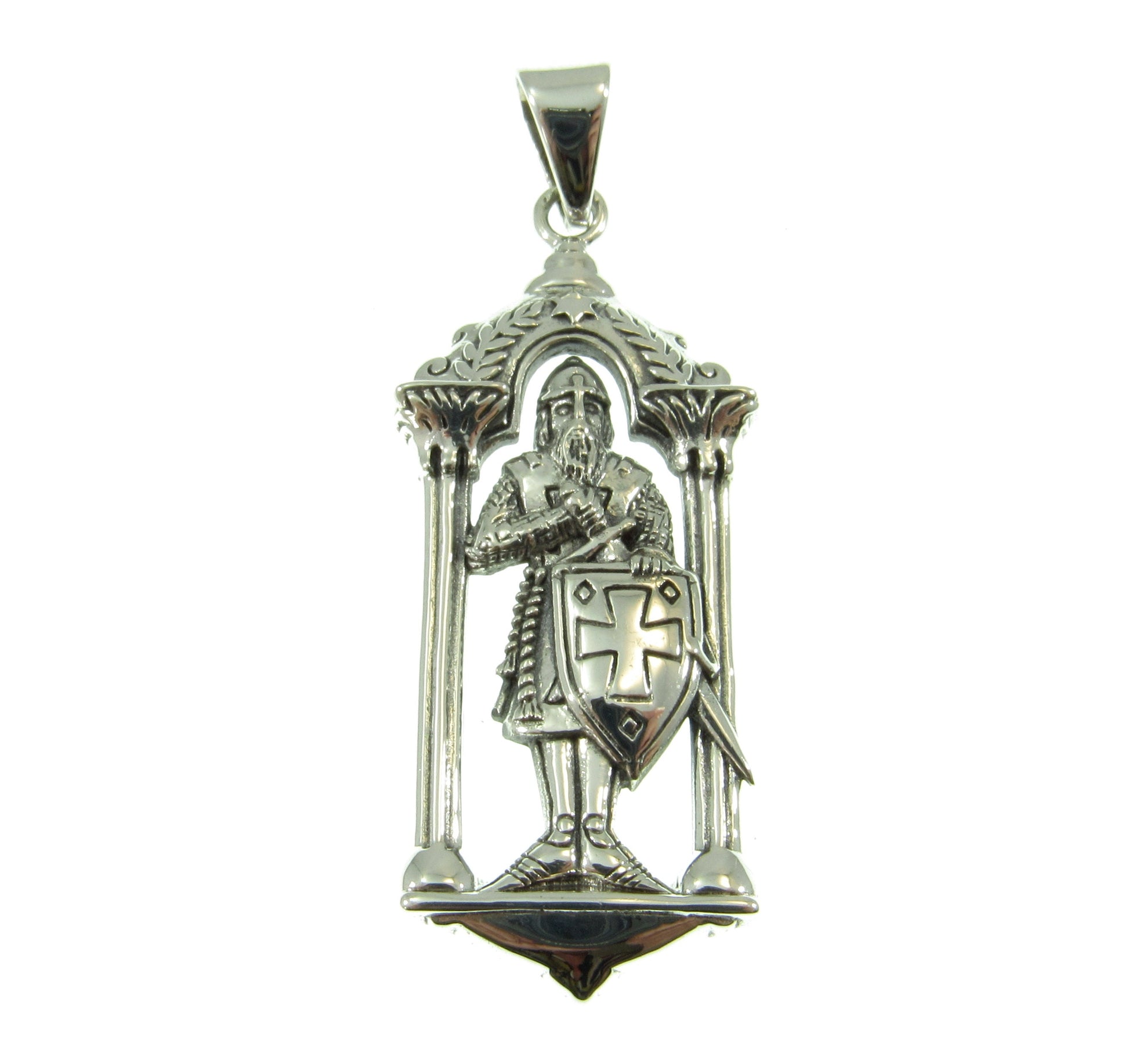 Solid 925 Sterling Silver Knight of the Temple Pendant, Templar Symbol, Freemason Jewelry, Handcrafted Illuminati Occult Sculpture