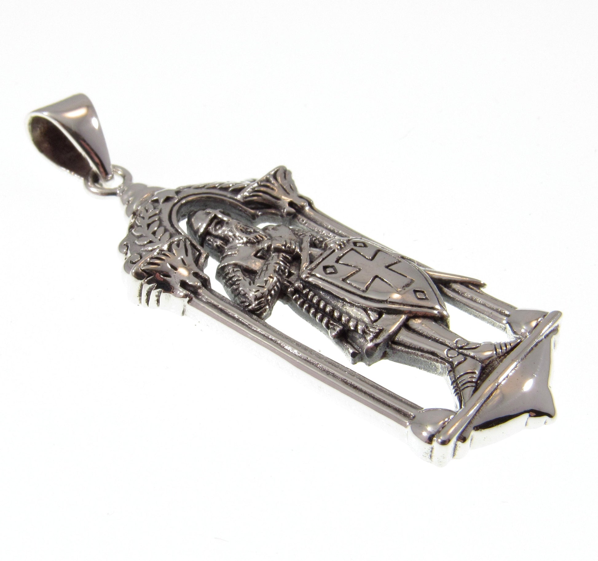 Solid 925 Sterling Silver Knight of the Temple Pendant, Templar Symbol, Freemason Jewelry, Handcrafted Illuminati Occult Sculpture