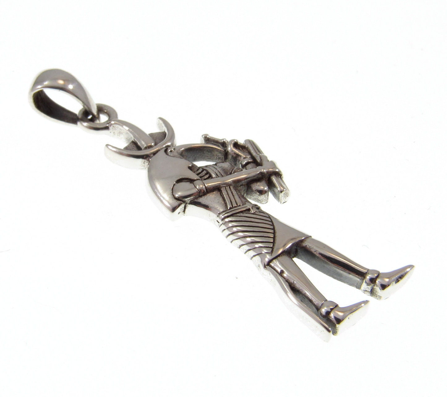 Solid 925 Sterling Silver Ancient Egyptian God THOTH Pendant, God of Writing Magic Wisdom & Moon, Sacred Ibis Bird Deity