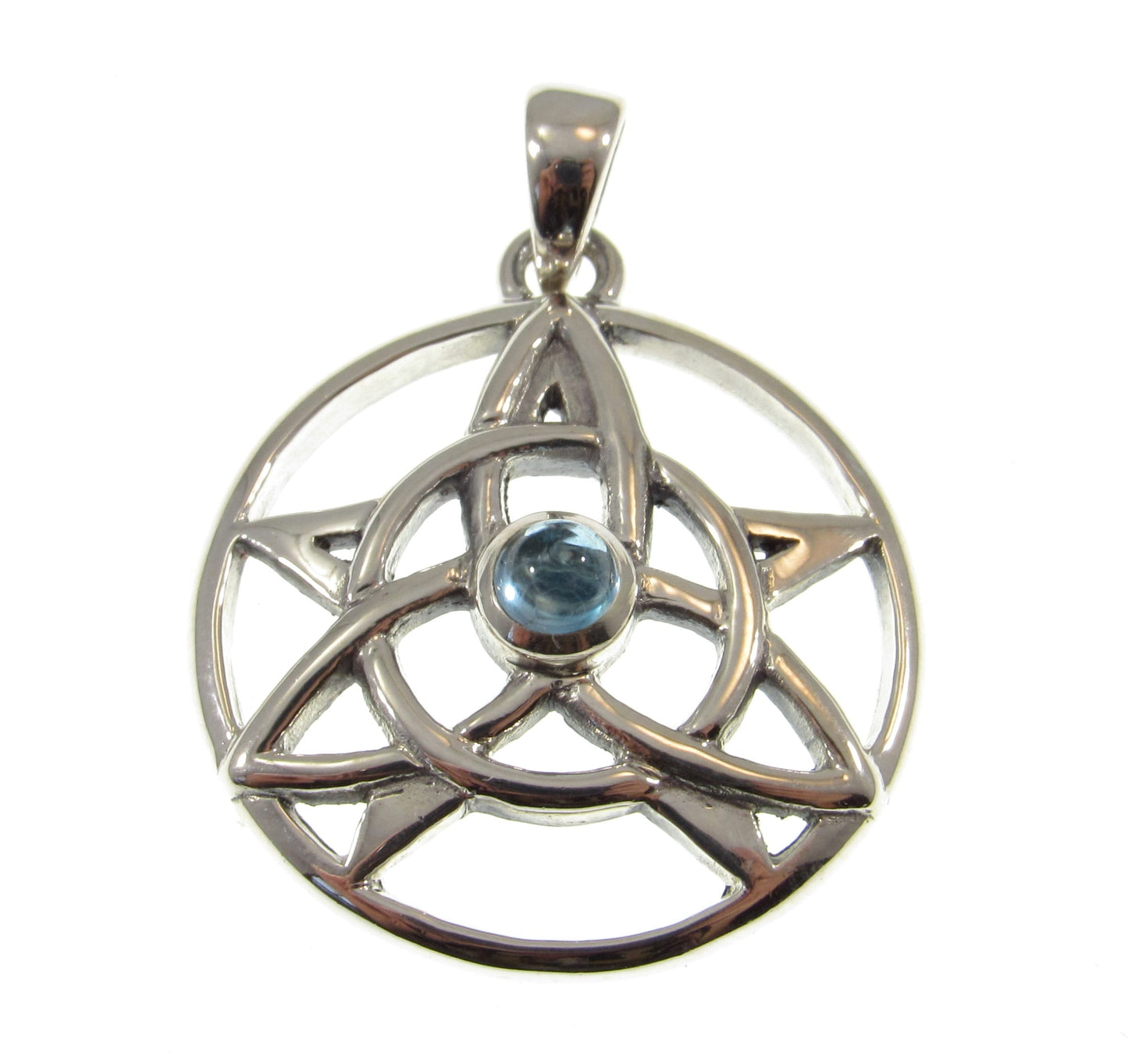 Solid 925 Sterling Silver Druid Amulet With Gemstone, Celtic Trinity Knot & Pentagram Star Pendant, Magical Protection and Wisdon Talisman
