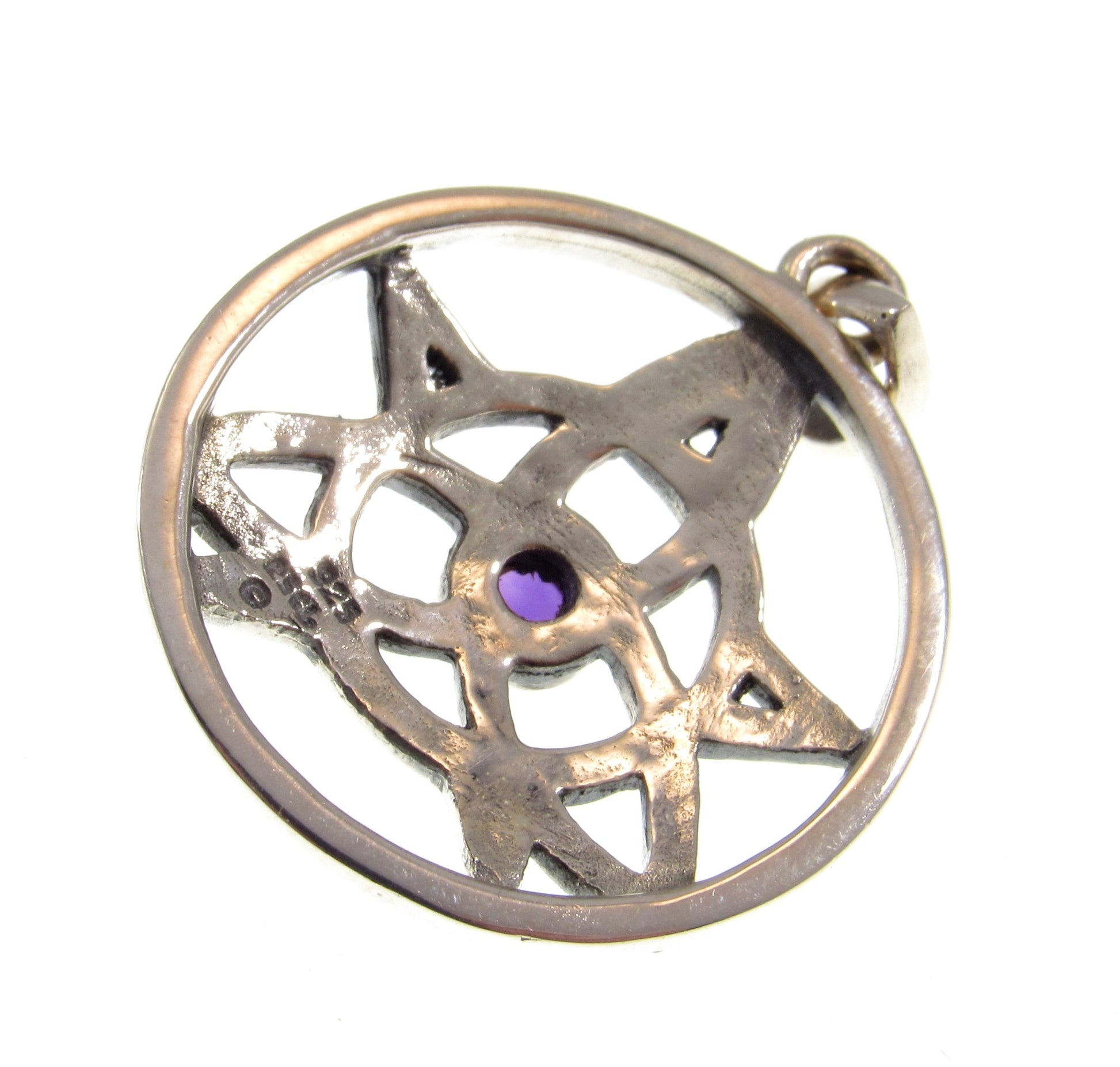 Solid 925 Sterling Silver Druid Amulet With Gemstone, Celtic Trinity Knot & Pentagram Star Pendant, Magical Protection and Wisdon Talisman