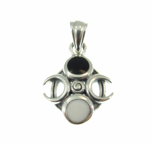 Solid 925 Sterling Silver Phases of the Crescent Moon Celestial Pendant With Enamel Accents