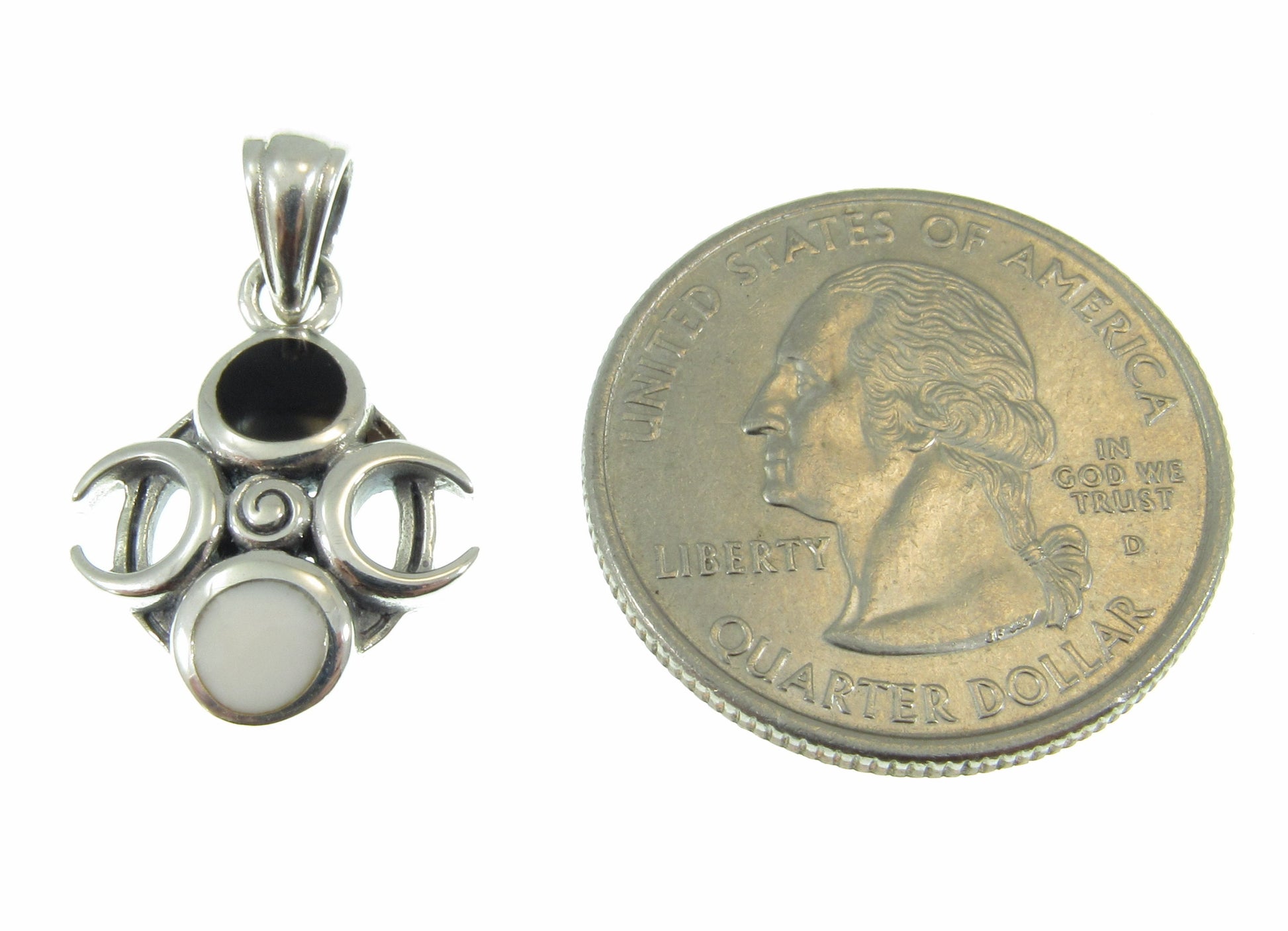 Solid 925 Sterling Silver Phases of the Crescent Moon Celestial Pendant With Enamel Accents