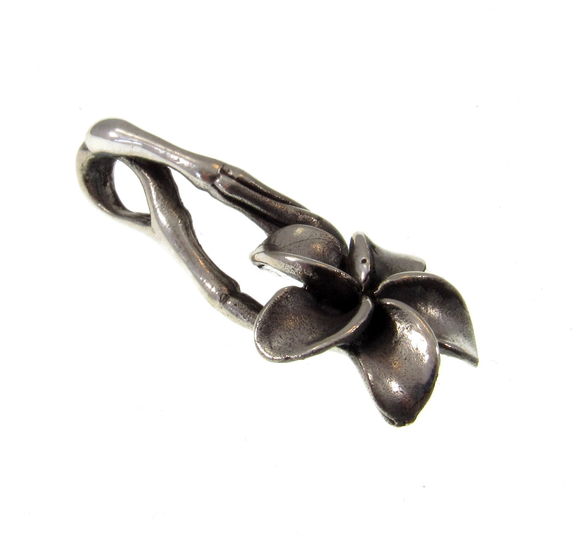 Solid 925 Sterling Silver Plumeria Slide Pendant – Hawaiian Flower Necklace Charm – Naturecore Jewelry, Boho Botanical Pendant, Gift for Her