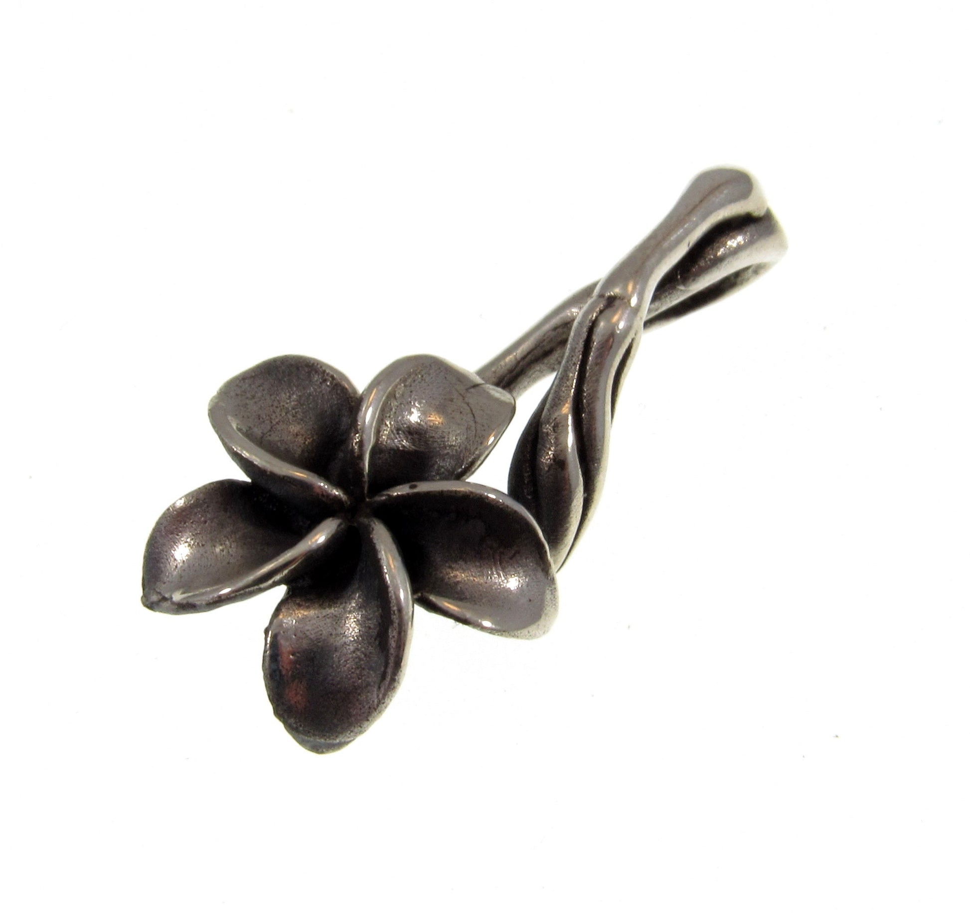 Solid 925 Sterling Silver Plumeria Slide Pendant – Hawaiian Flower Necklace Charm – Naturecore Jewelry, Boho Botanical Pendant, Gift for Her