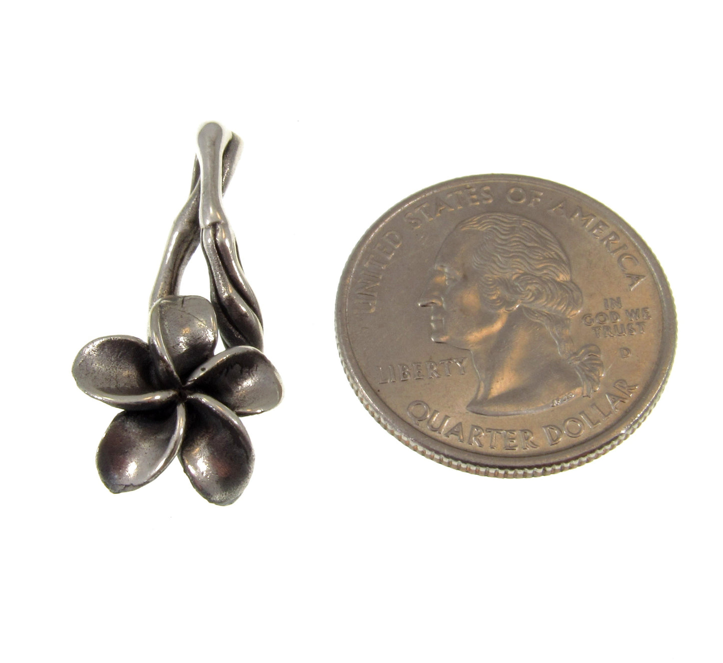 Solid 925 Sterling Silver Plumeria Slide Pendant – Hawaiian Flower Necklace Charm – Naturecore Jewelry, Boho Botanical Pendant, Gift for Her