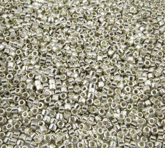 DB0035 11/0 Miyuki Galvanized Silver Delica Seed Beads, 5 Grams Tube, 25 Grams Bag DB35, DB-0035 Japanese Glass Delicas for Jewelry Making
