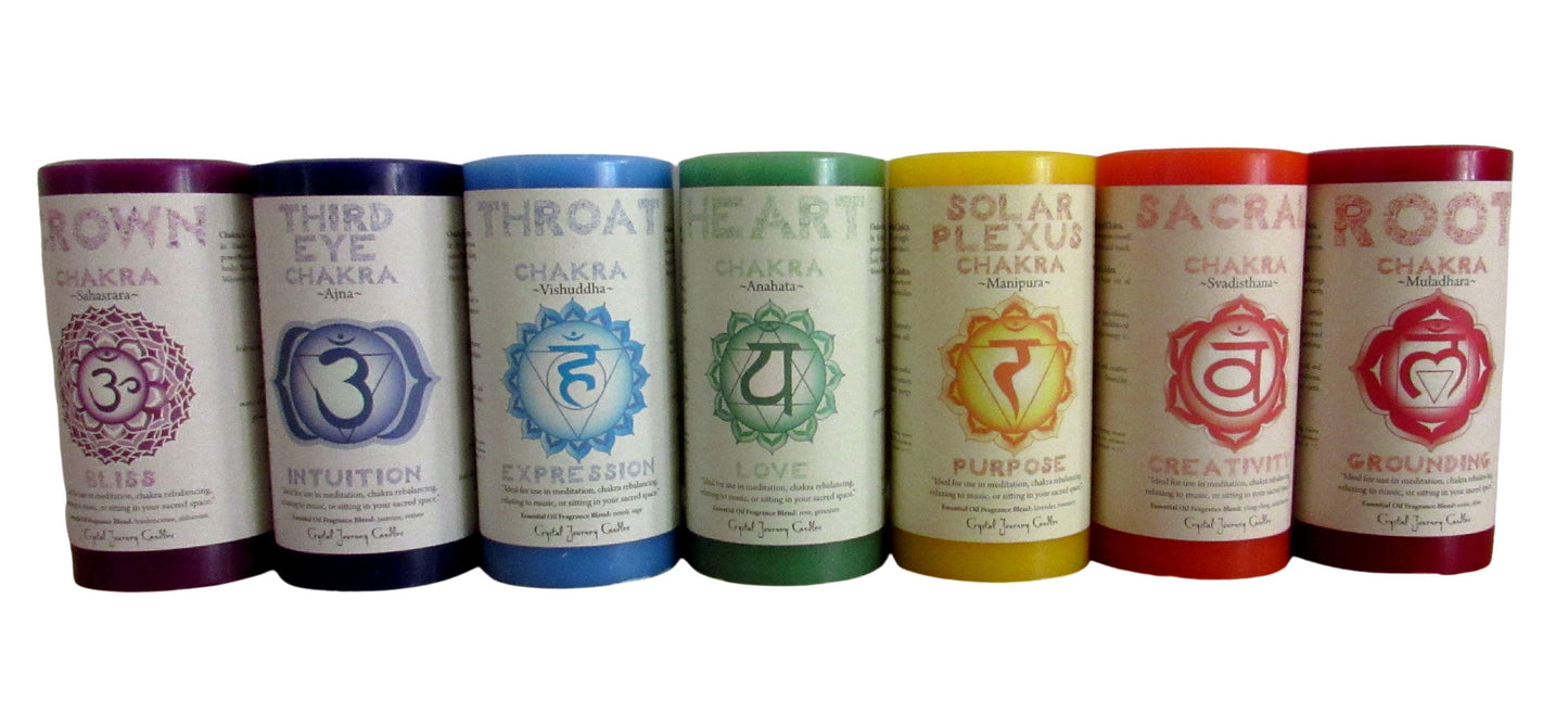 Reiki Charged Chakra Candles, 3x6 Scented Healing Pillars, Large Colorful Altar Candle, Balance Your Seven Chakras, Body Energy Scents