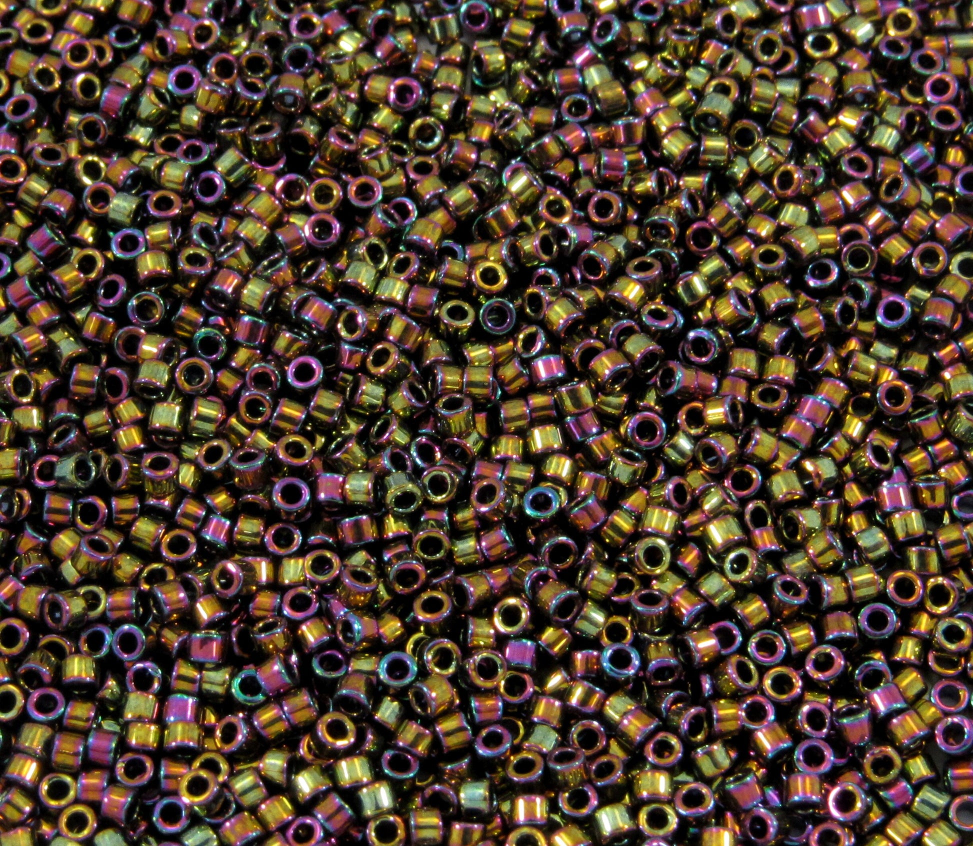 DB0023 11/0 Miyuki Metallic Gold Iris Delica Seed Beads, 5 Grams Tube, 25 Grams Bag, DB23, DB-0023 Japanese Glass Delicas for Jewelry Making