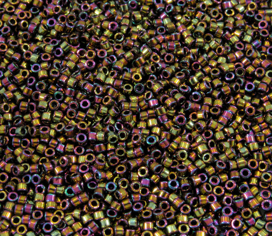 DB0023 11/0 Miyuki Metallic Gold Iris Delica Seed Beads, 5 Grams Tube, 25 Grams Bag, DB23, DB-0023 Japanese Glass Delicas for Jewelry Making
