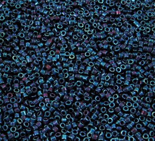 DB0025 11/0 Miyuki Metallic Blue Iris Delica Seed Beads, 5 Grams Tube, 25 Grams Bag, DB25, DB-0025 Japanese Glass Delicas for Jewelry Making