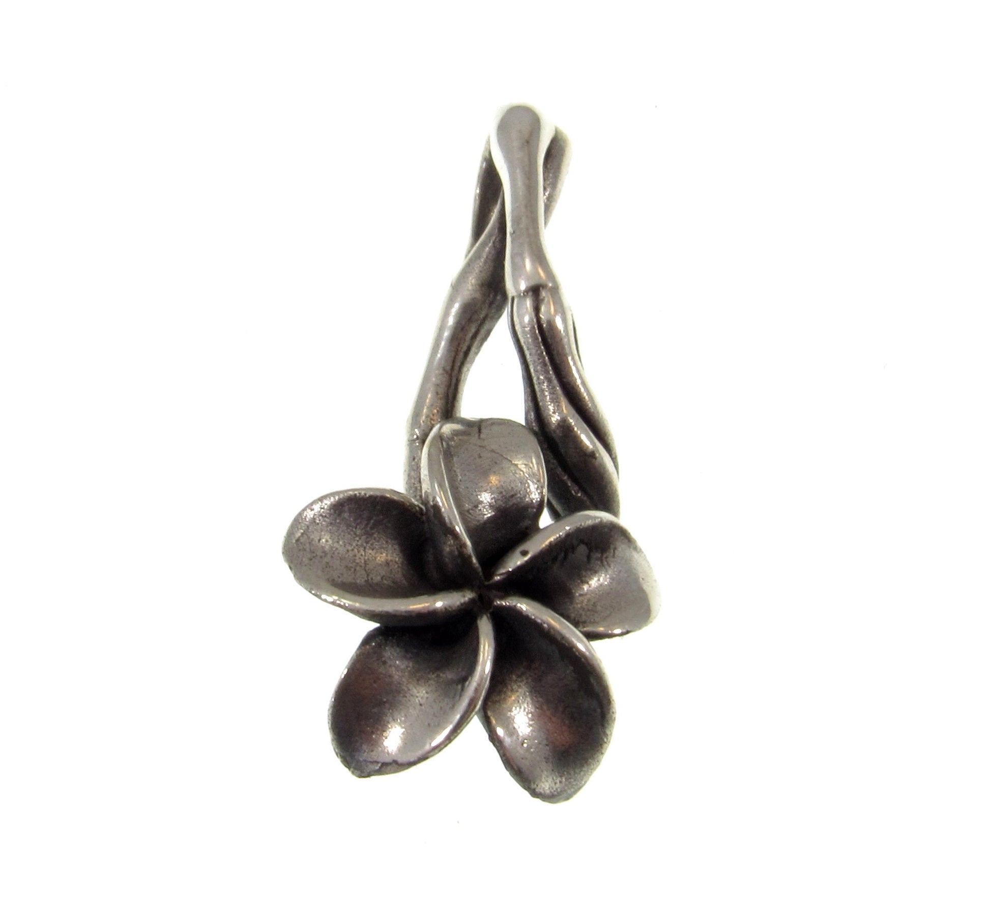 Solid 925 Sterling Silver Plumeria Slide Pendant – Hawaiian Flower Necklace Charm – Naturecore Jewelry, Boho Botanical Pendant, Gift for Her