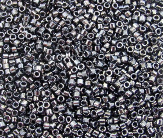 DB0001 11/0 Miyuki Gunmetal Delica Seed Beads, 5 Grams Tube, 25 Grams Bag, DB1, DB-1 Japanese Glass Delicas for Jewelry Making