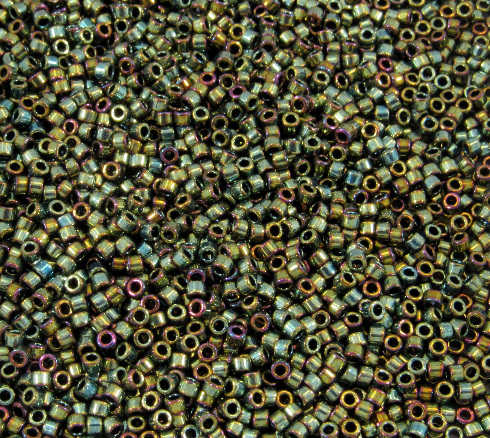 DB0024 11/0 Miyuki Metallic Olive Green Iris Delica Seed Beads, 5 Grams Tube, 25 Grams Bag, DB24, DB-0024 Japanese Glass Delicas for Jewelry