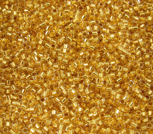 DB0033 11/0 Miyuki 24kt Gold Lined Crystal Delica Seed Beads, 5 Grams Tube, 25 Grams Bag, DB33, DB-33 Japanese Glass Delicas for Jewelry