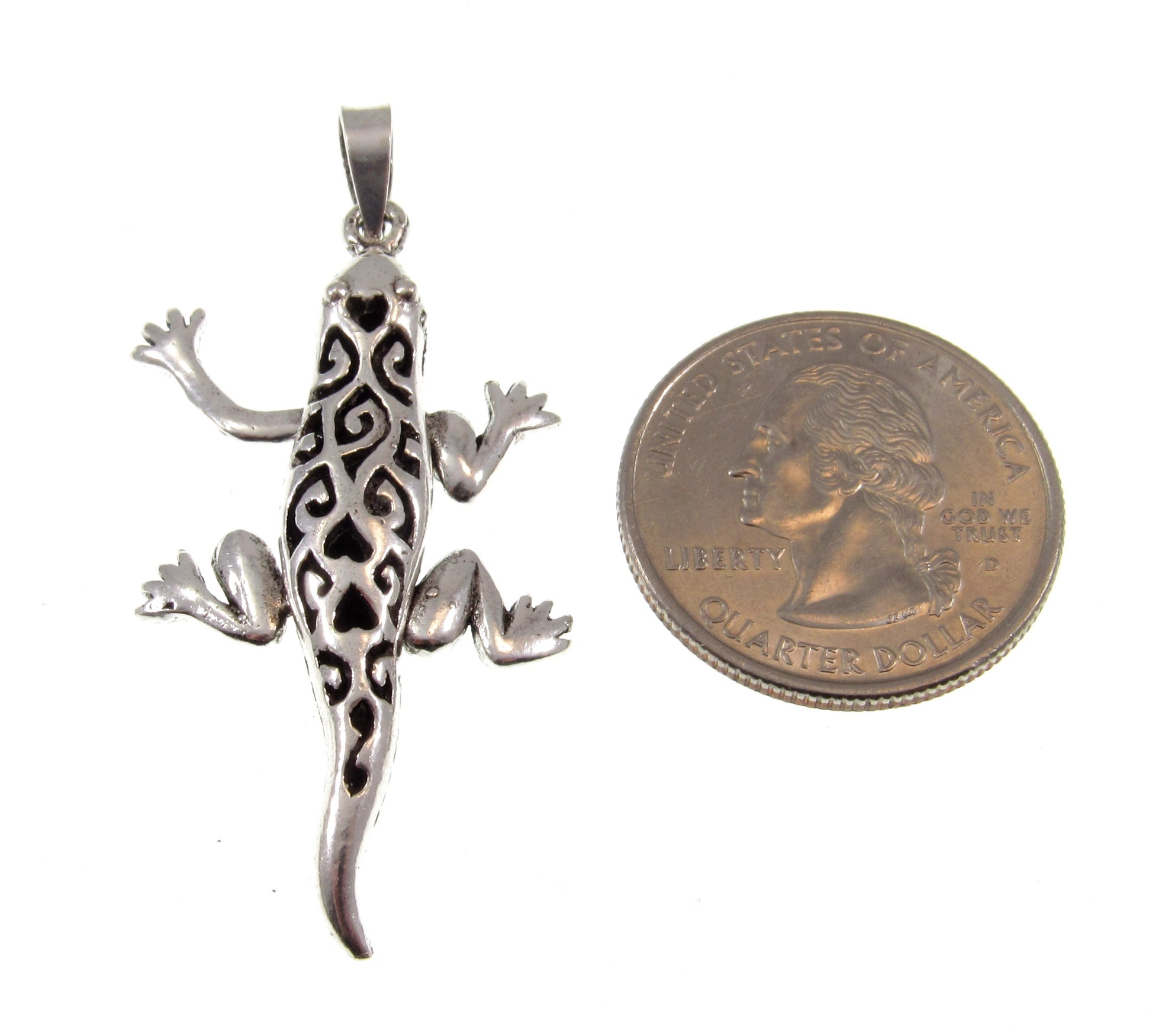 Solid 925 Sterling Silver 3D Moveable Lizard Pendant, Arms and Legs Move