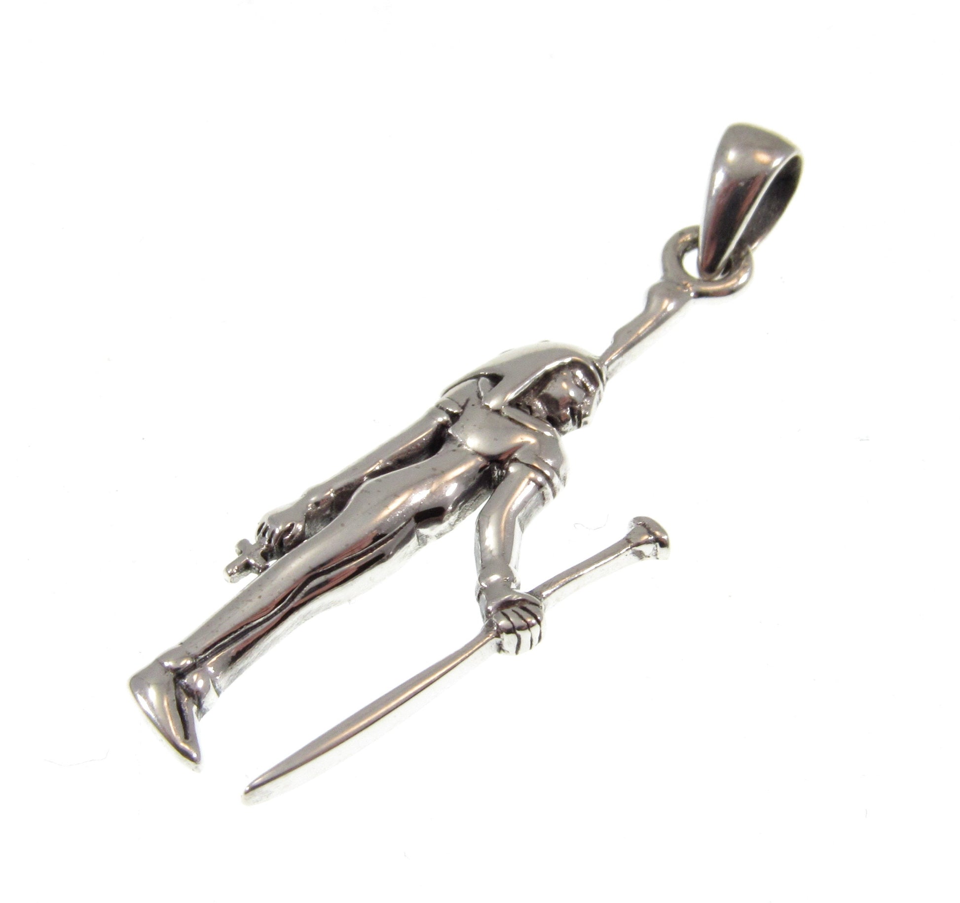 Solid 925 Sterling Silver Maat Ancient Egyptian Deity Pendant, Cosmic Order Goddess