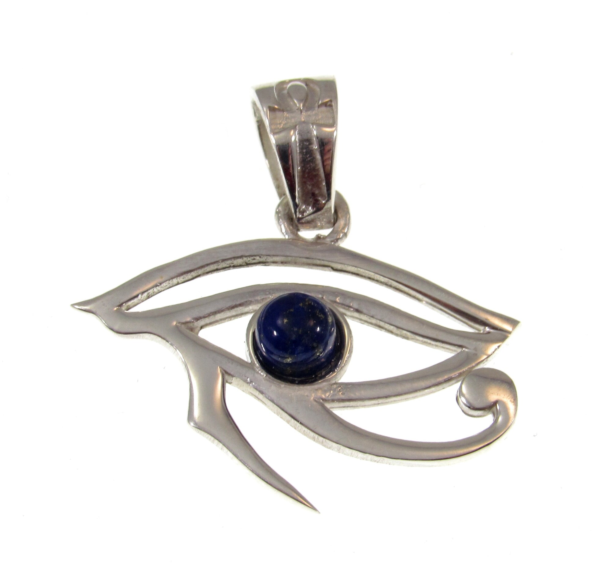 Solid 925 Sterling Silver Eye of Horus Pendant with Lapis Lazuli – Egyptian Protection Amulet, Third Eye Jewelry, Spiritual Healing Charm