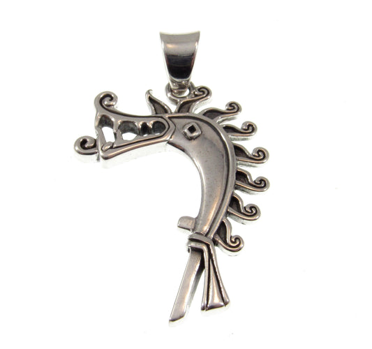 Solid 925 Sterling Silver Viking Age Dragon of Birka Pendant, Ship's Prow Head