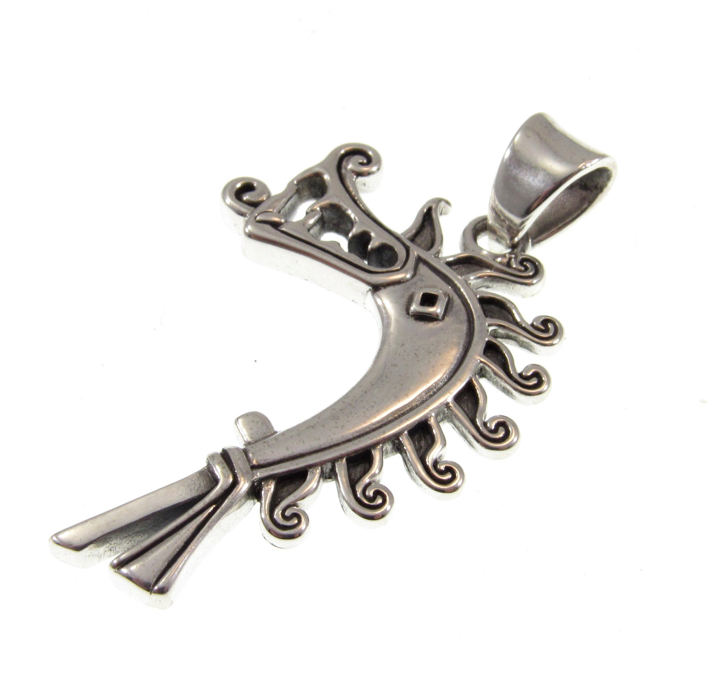 Solid 925 Sterling Silver Viking Age Dragon of Birka Pendant, Ship's Prow Head