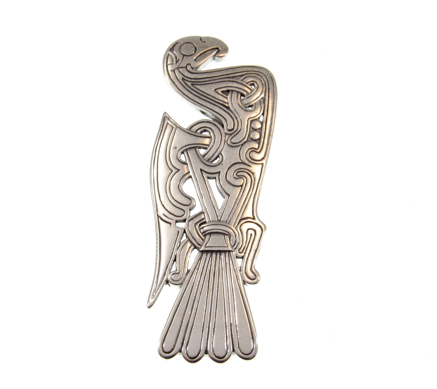 Solid 925 Sterling Silver Viking Mammen Bird Slide Pendant, Handcrafted Scandanavian / Norse Art Jewelry
