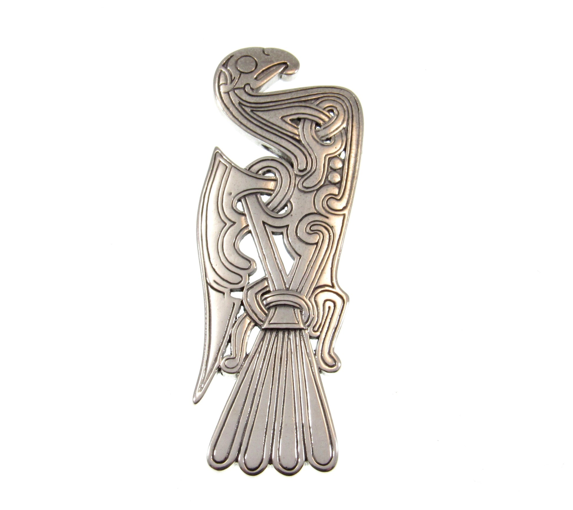 Solid 925 Sterling Silver Viking Mammen Bird Slide Pendant, Handcrafted Scandanavian / Norse Art Jewelry