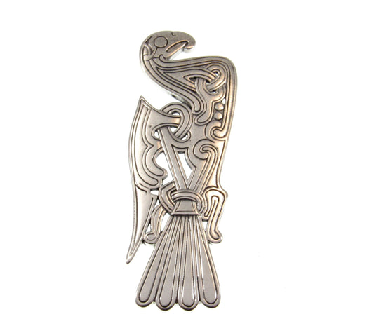 Solid 925 Sterling Silver Viking Mammen Bird Slide Pendant, Handcrafted Scandanavian / Norse Art Jewelry