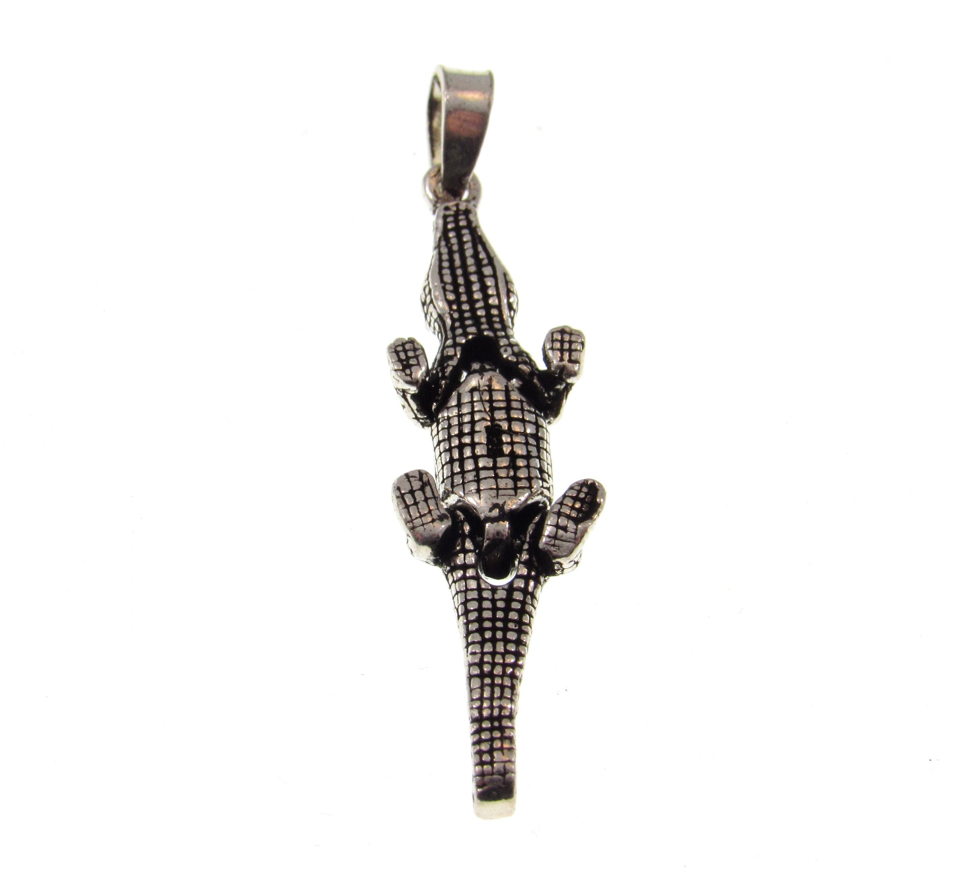 Solid 925 Sterling Silver 3D Crocodile Pendant, Articulated Moving Head and Tail, Handcrafted Reptile Jewelry, Nature and Animal Jewelry