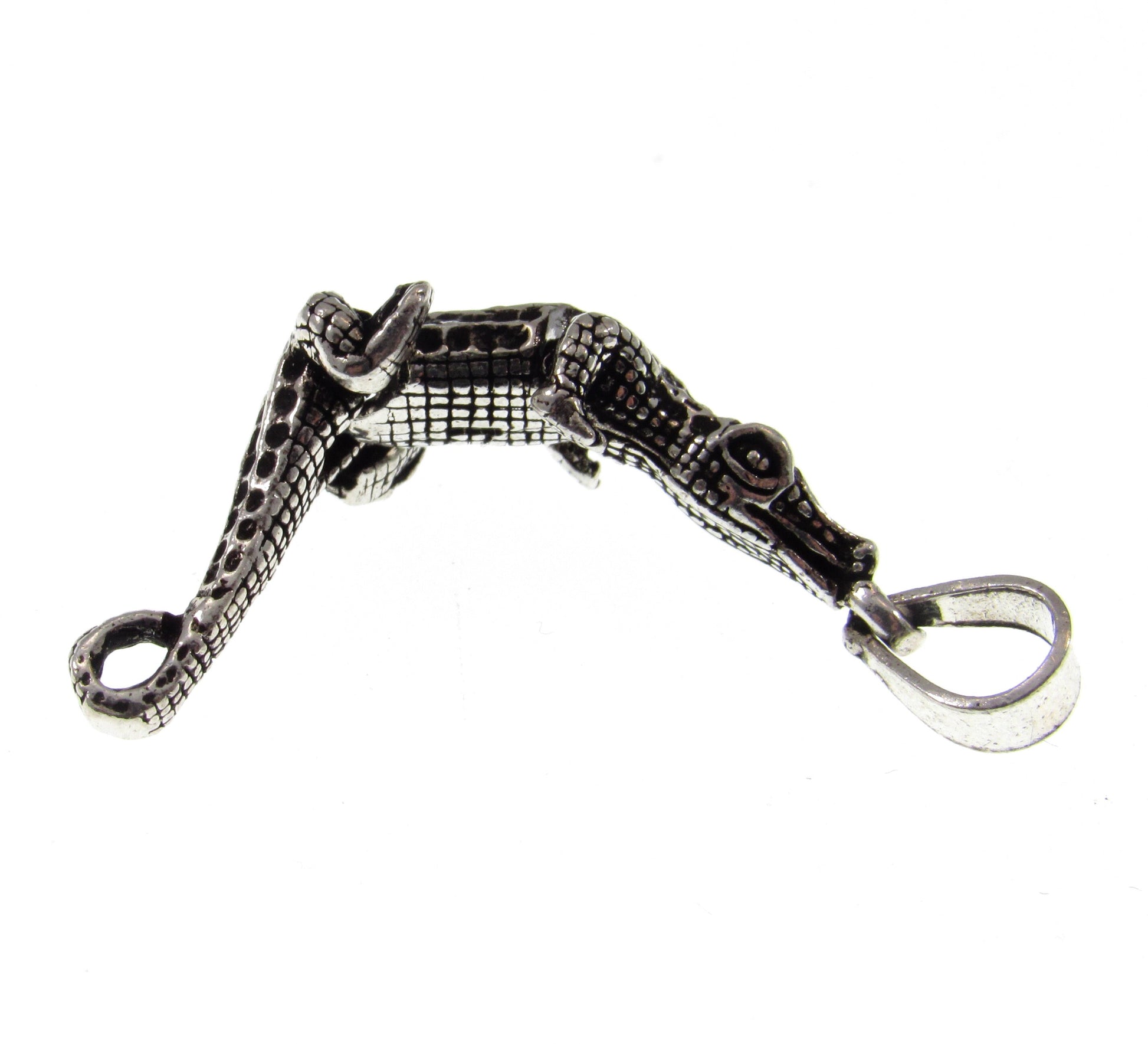 Solid 925 Sterling Silver 3D Crocodile Pendant, Articulated Moving Head and Tail, Handcrafted Reptile Jewelry, Nature and Animal Jewelry
