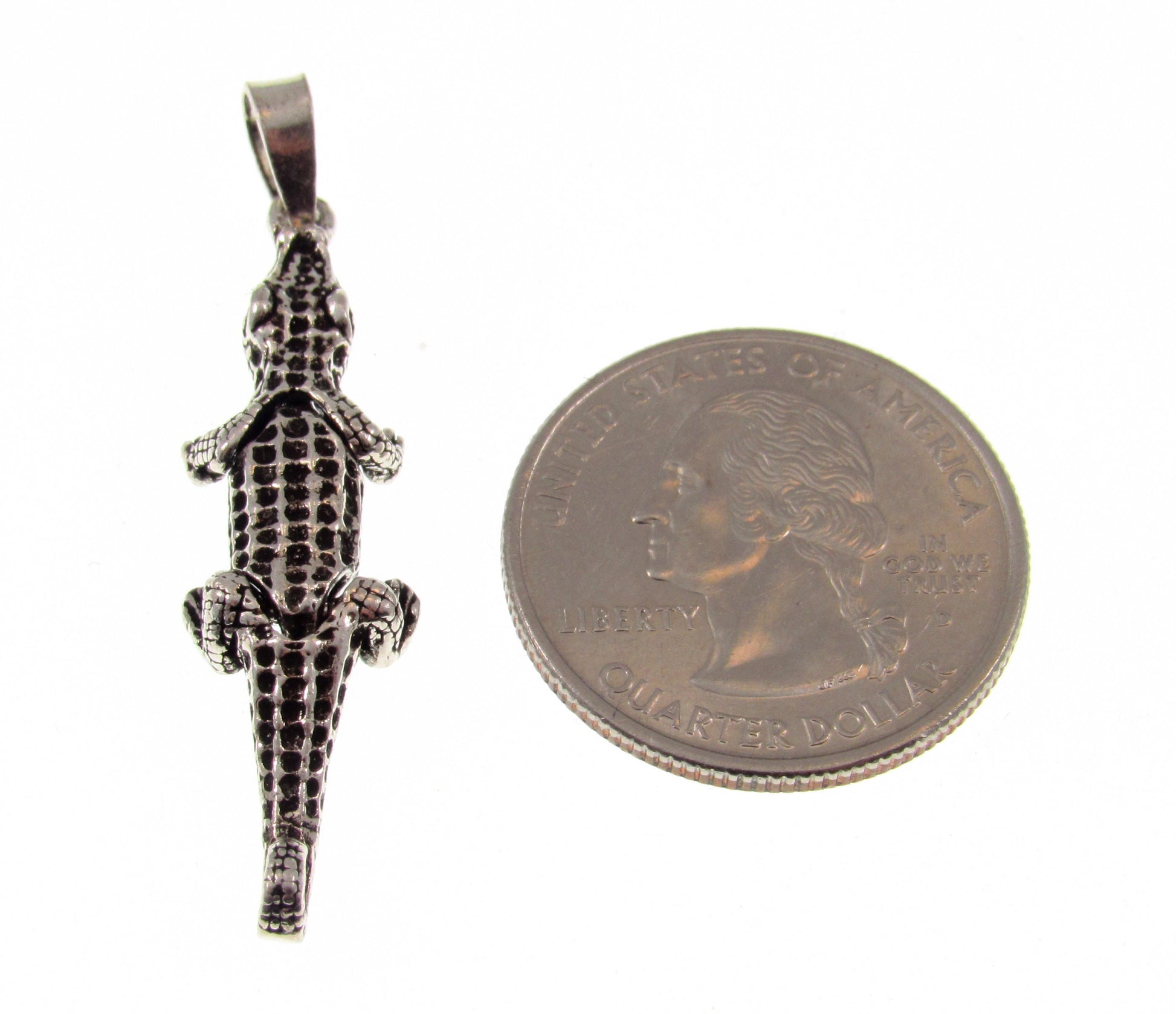Solid 925 Sterling Silver 3D Crocodile Pendant, Articulated Moving Head and Tail, Handcrafted Reptile Jewelry, Nature and Animal Jewelry