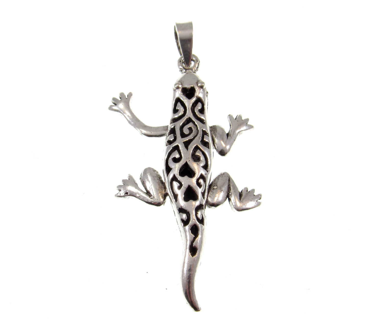 Solid 925 Sterling Silver 3D Moveable Lizard Pendant, Arms and Legs Move