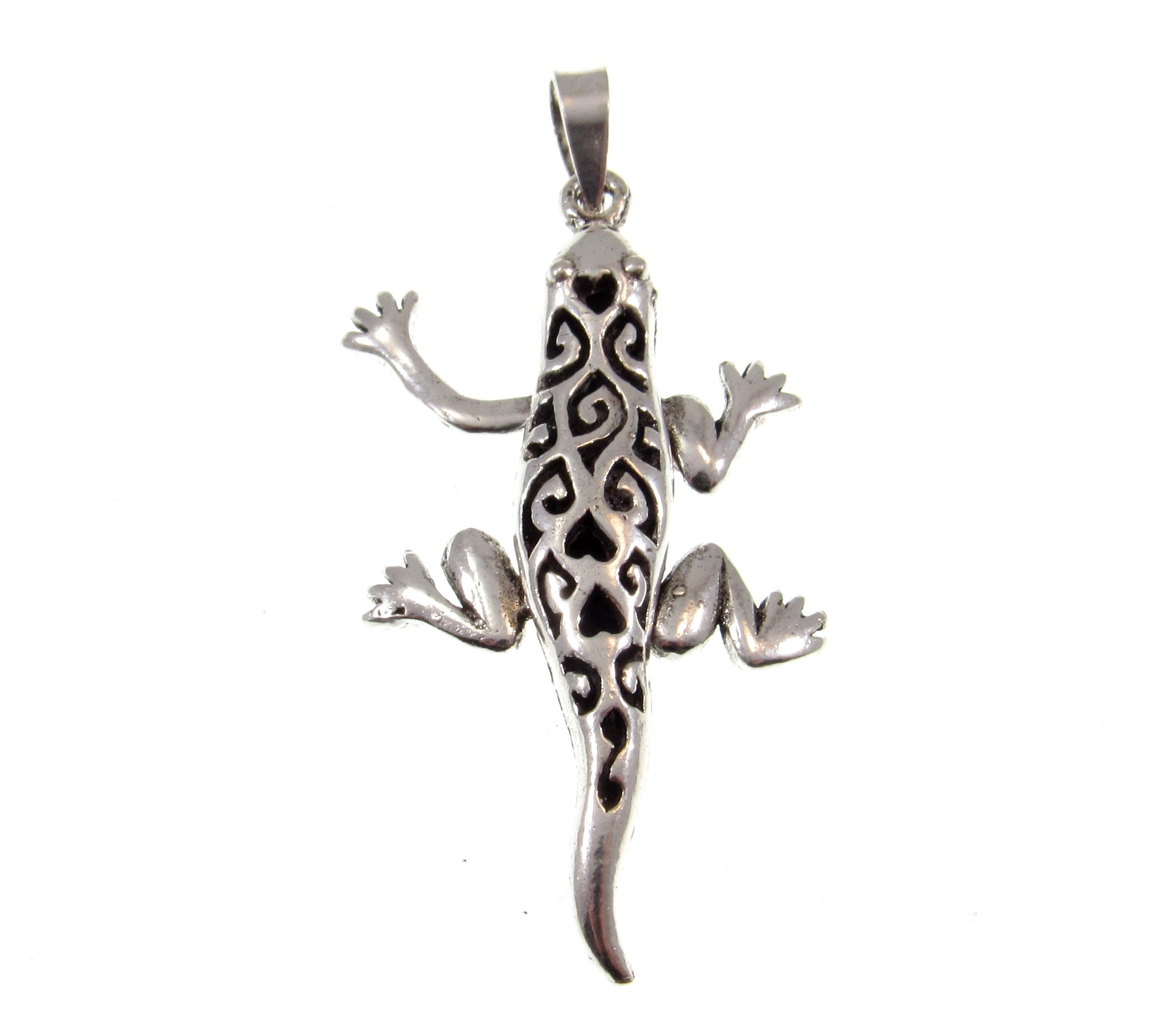Solid 925 Sterling Silver 3D Moveable Lizard Pendant, Arms and Legs Move