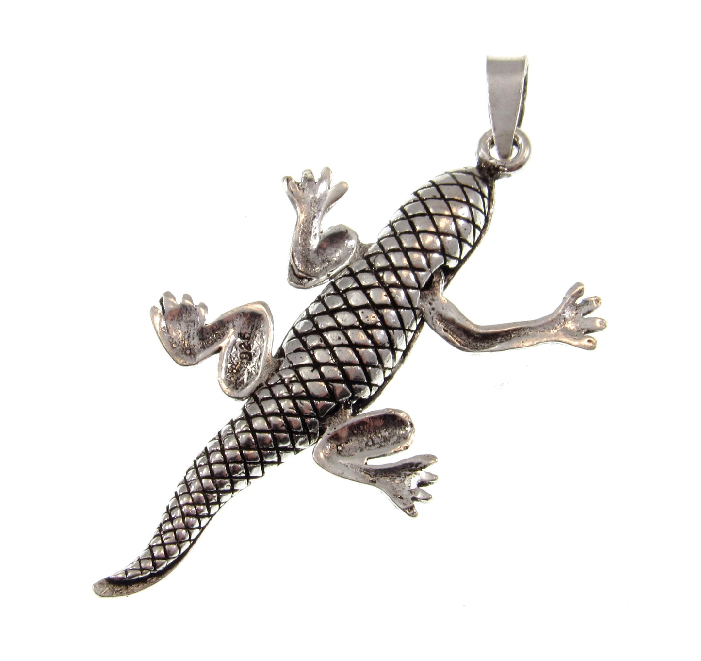 Solid 925 Sterling Silver 3D Moveable Lizard Pendant, Arms and Legs Move