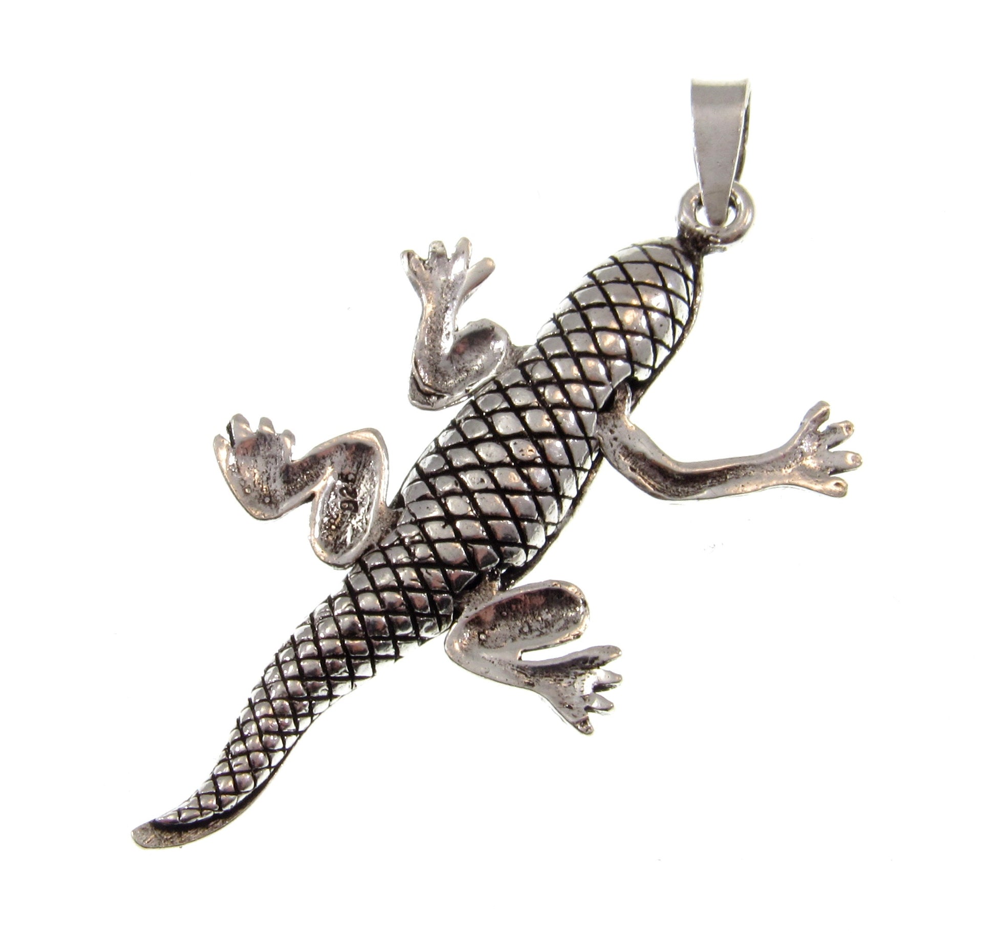 Solid 925 Sterling Silver 3D Moveable Lizard Pendant, Arms and Legs Move