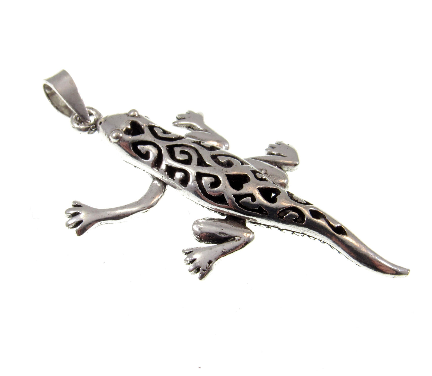 Solid 925 Sterling Silver 3D Moveable Lizard Pendant, Arms and Legs Move