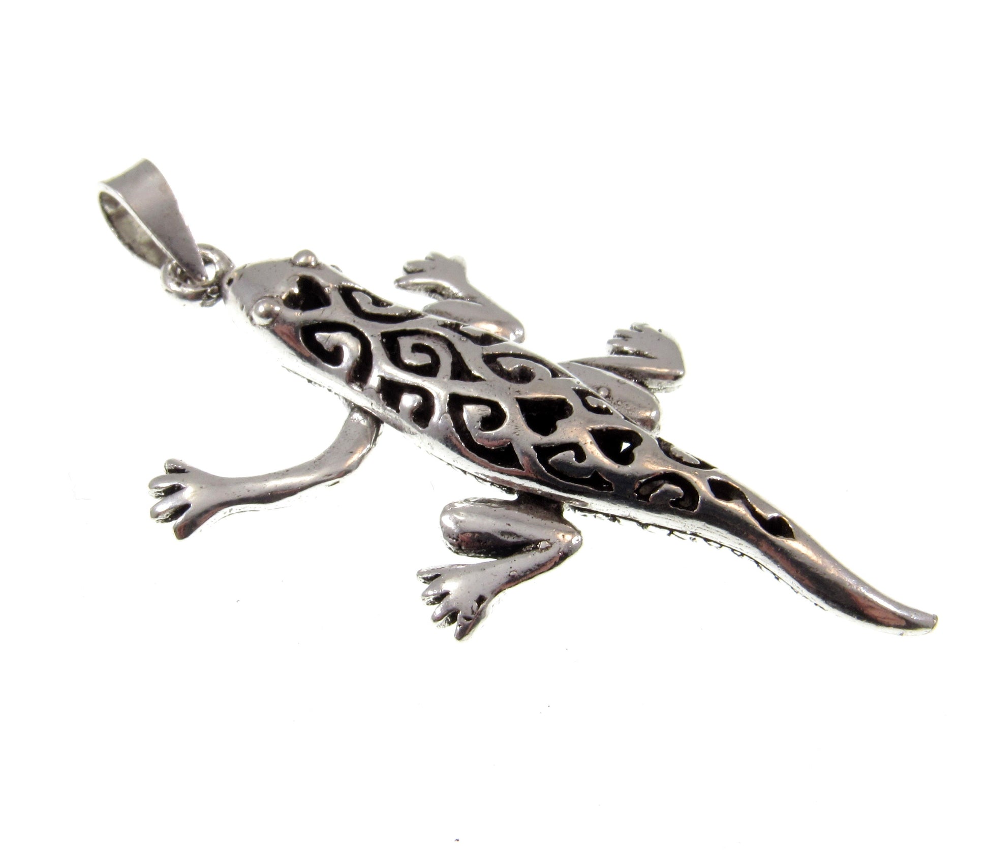 Solid 925 Sterling Silver 3D Moveable Lizard Pendant, Arms and Legs Move