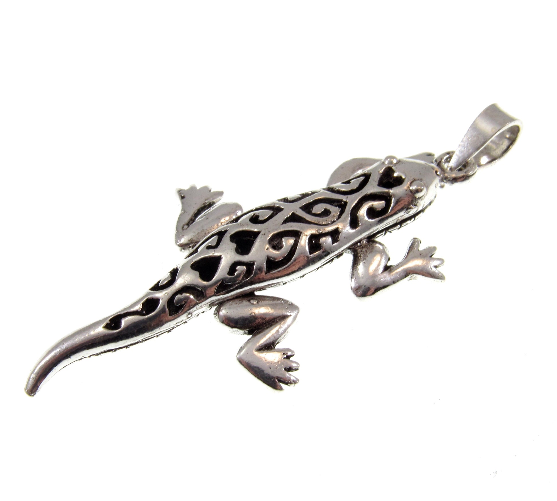 Solid 925 Sterling Silver 3D Moveable Lizard Pendant, Arms and Legs Move