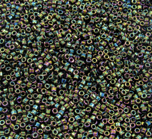 DB0003 11/0 Miyuki Metallic Forest Green Iris Delica Seed Beads, 5 Grams Tube, 25 Grams Bag DB3, DB-0003 Japanese Glass Delicas for Jewelry