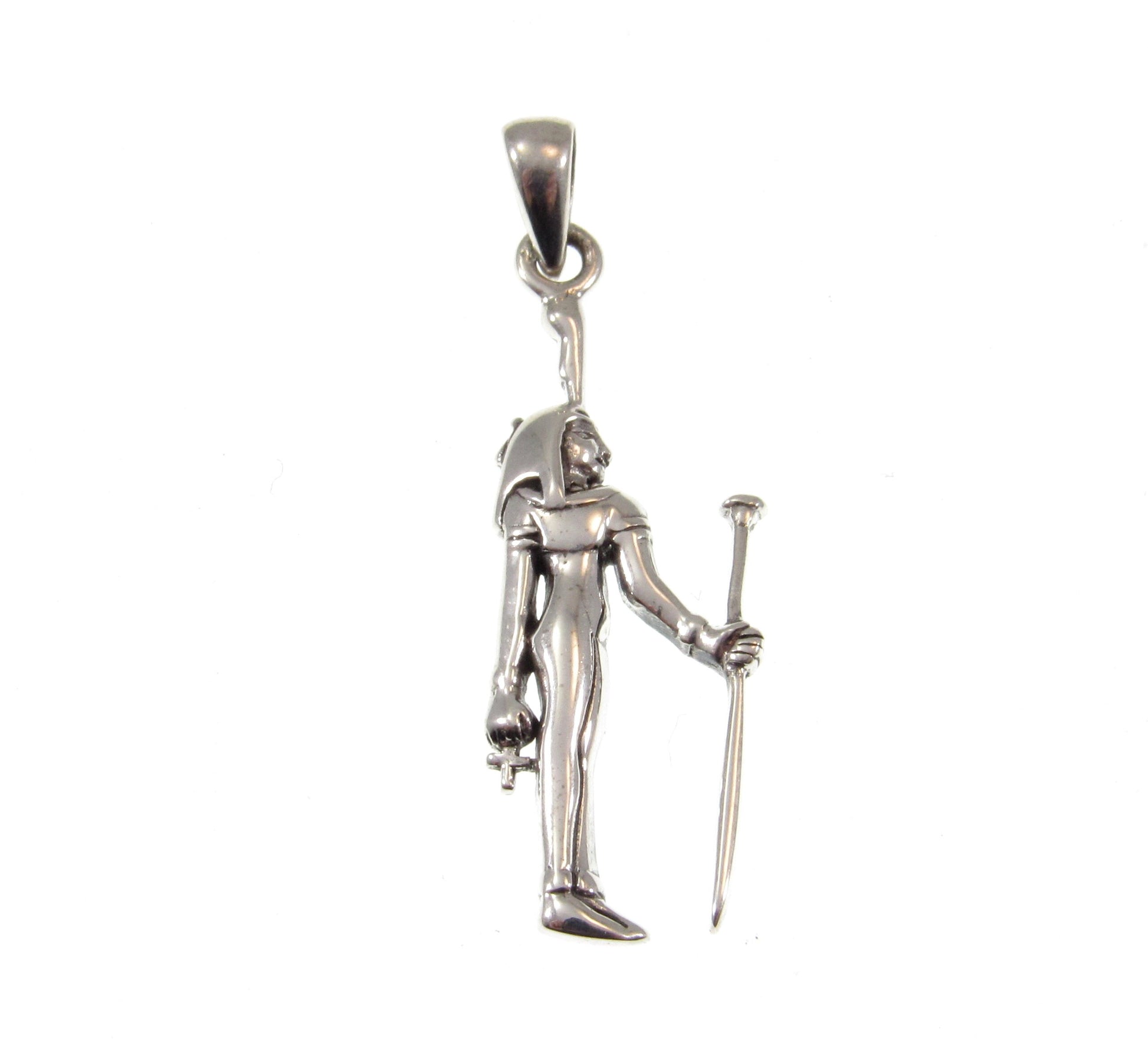 Solid 925 Sterling Silver Maat Ancient Egyptian Deity Pendant, Cosmic Order Goddess