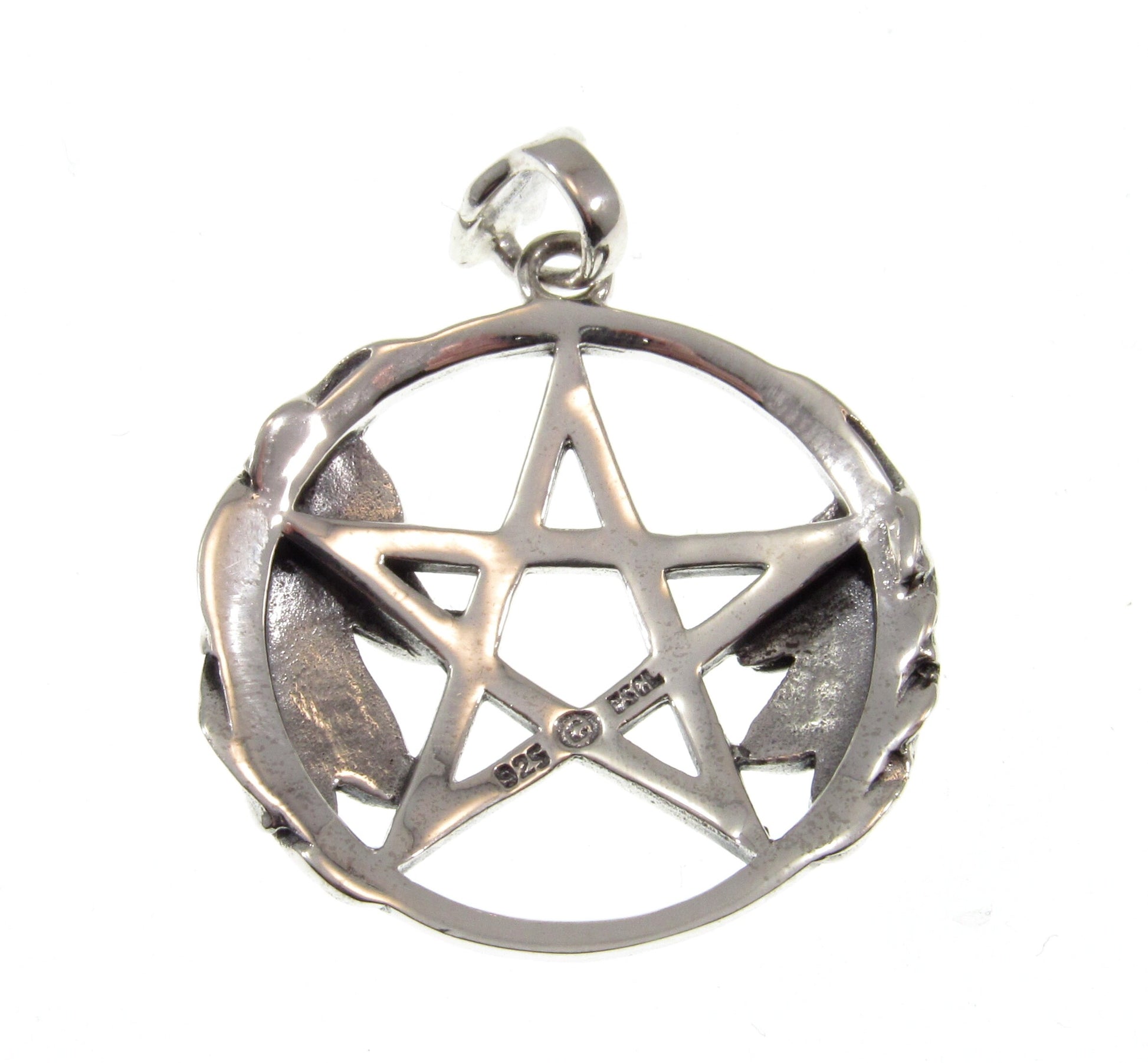 Solid 925 Sterling Silver Oak Leaf Pentacle, Handcrafted Protection Pentagram Amulet, Pagan Wicca Talisman