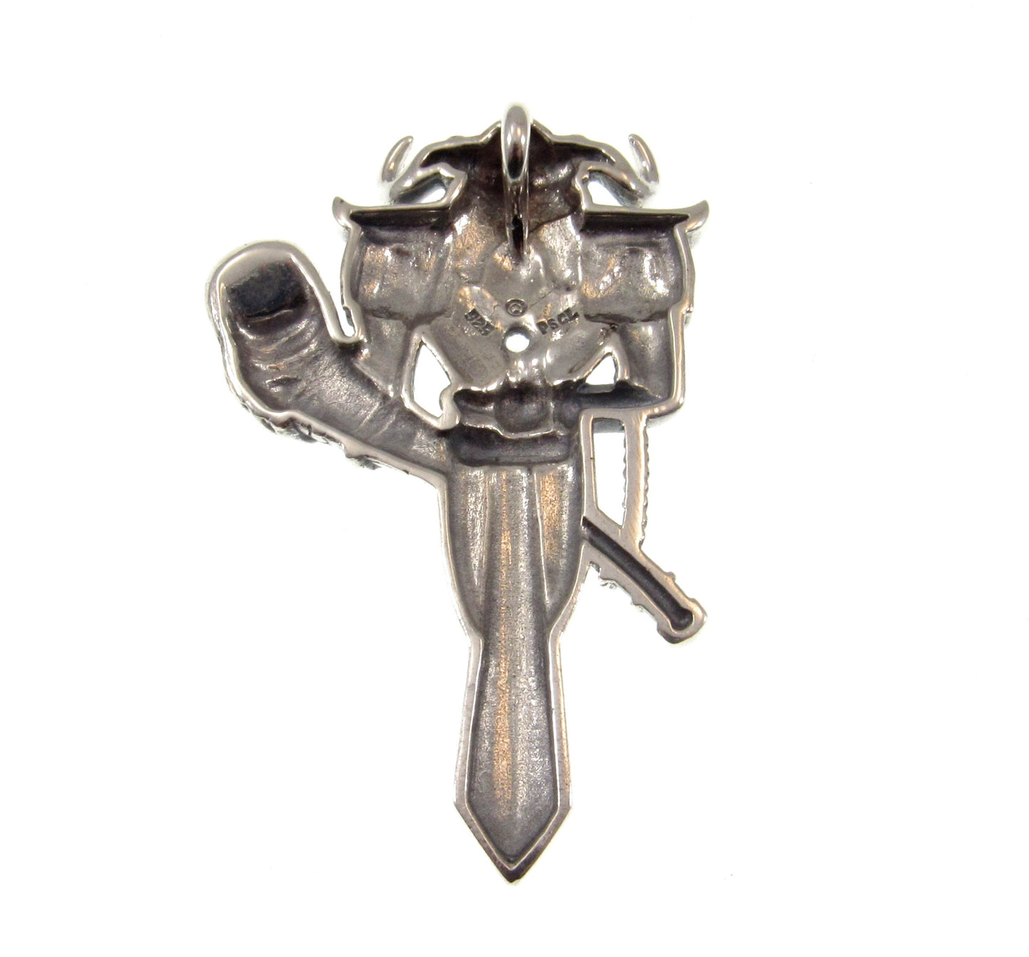 Solid 925 Sterling Silver Heimdal Viking God Slide Pendant With Sword and Gjallarhorn, Guardian of the Gods