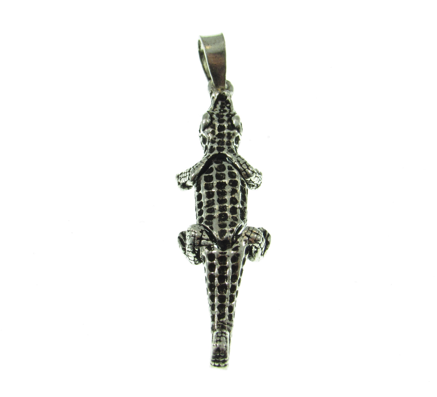 Solid 925 Sterling Silver 3D Crocodile Pendant, Articulated Moving Head and Tail, Handcrafted Reptile Jewelry, Nature and Animal Jewelry