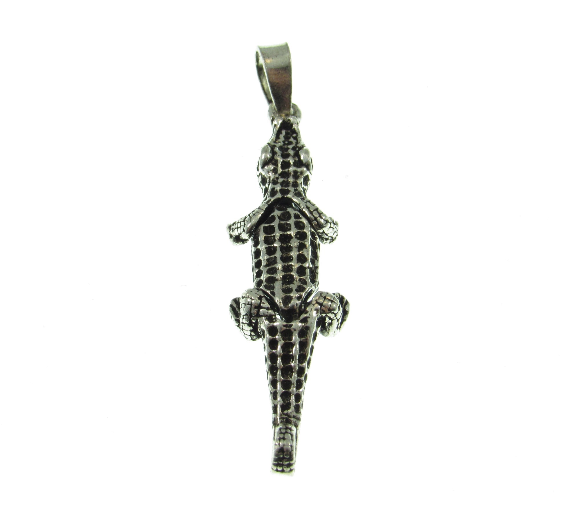 Solid 925 Sterling Silver 3D Crocodile Pendant, Articulated Moving Head and Tail, Handcrafted Reptile Jewelry, Nature and Animal Jewelry