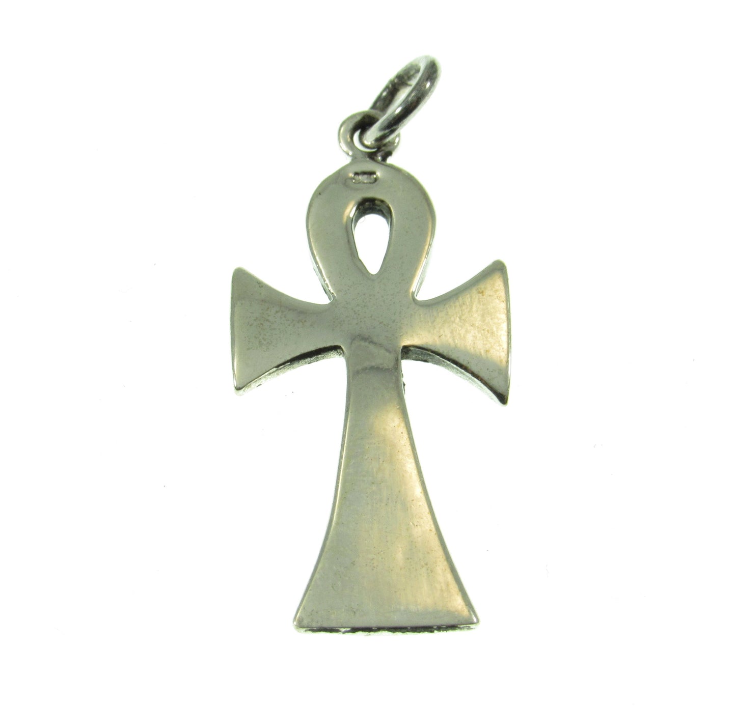 Solid 925 Sterling Silver Egyptian Ankh & Hieroglyphs Cross Pendant, Handcrafted Crux Ansata