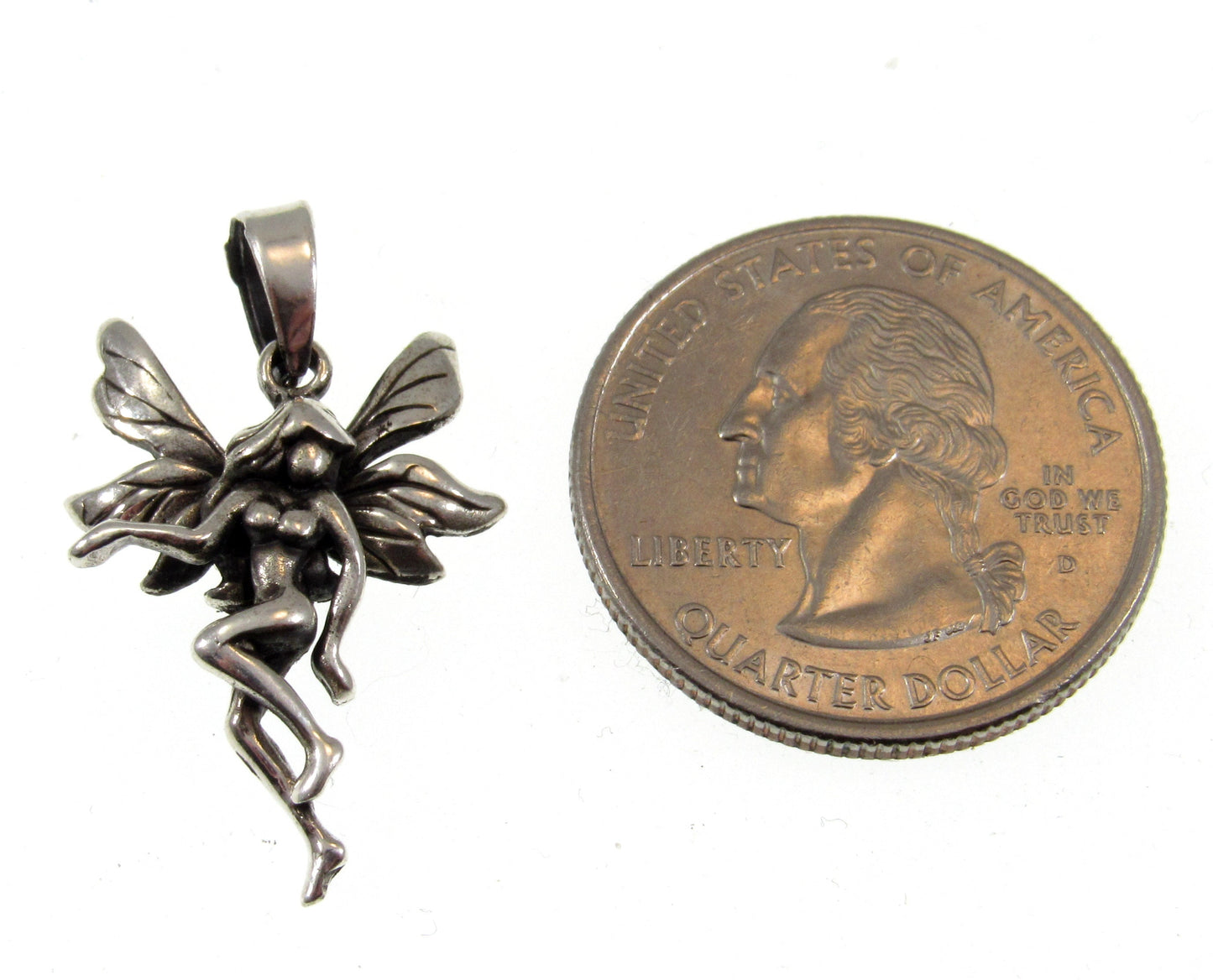 Solid 925 Sterling Silver Magical Nude Fairy Pendant, Handcrafted Mythological Naked Faerie Charm