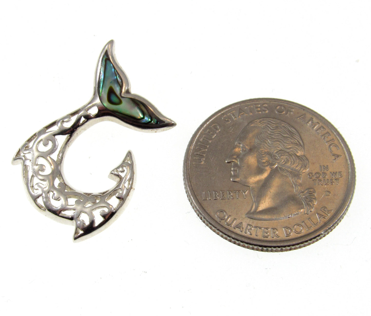 Solid 925 Sterling Silver Mermaid Tail Pendant with Abalone Shell – Handcrafted Ocean Jewelry – Beach Lover Gift, Sea Life Necklace Charm