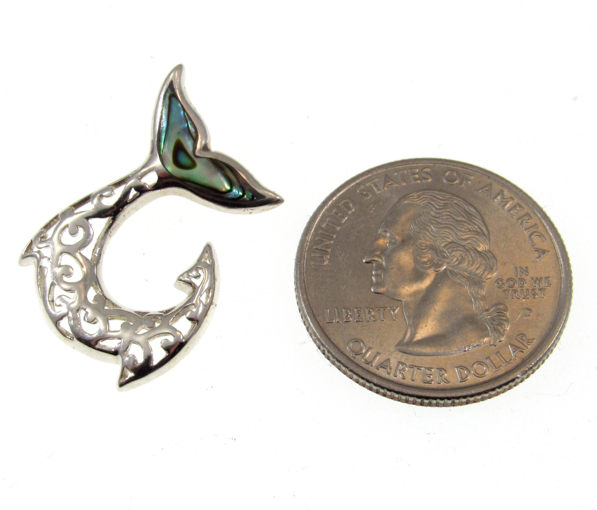 Solid 925 Sterling Silver Mermaid Tail Pendant with Abalone Shell – Handcrafted Ocean Jewelry – Beach Lover Gift, Sea Life Necklace Charm